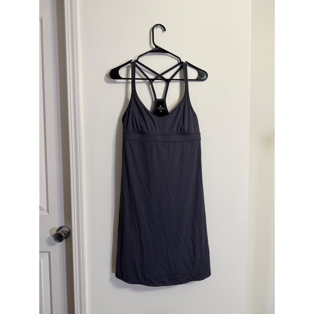 Athleta Exercise Dress M Gray Racerback Activewear Athleisure Tennis Run Hiking
